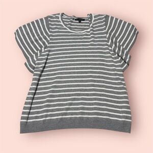 Banana Republic Gray and White Striped Sweater